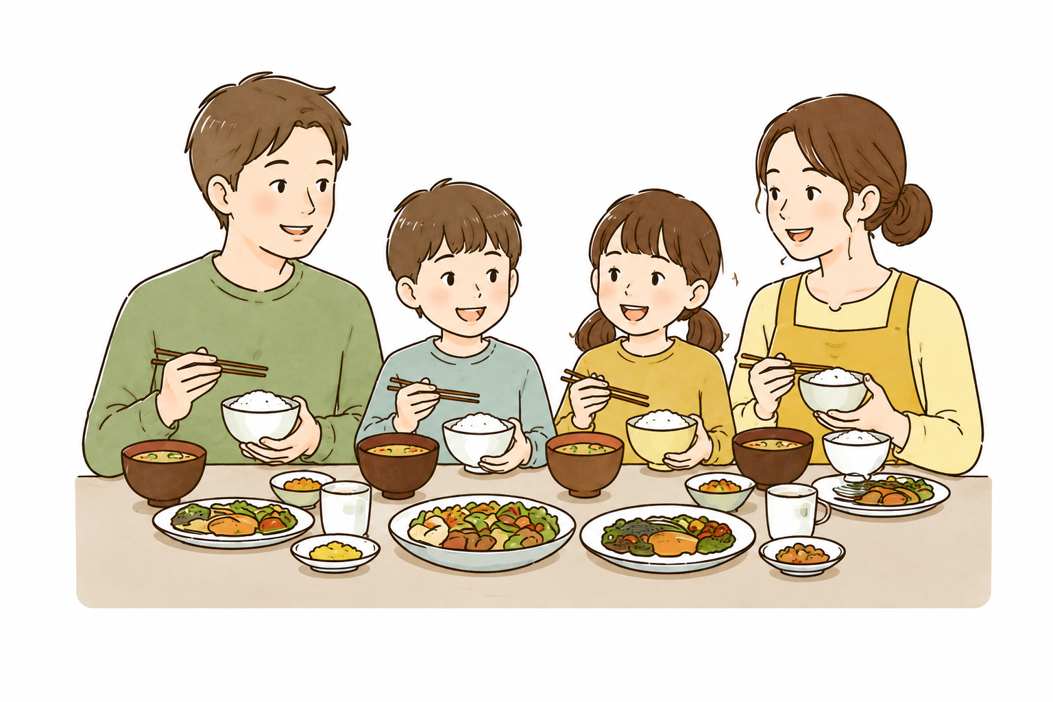 4人家族食卓普通